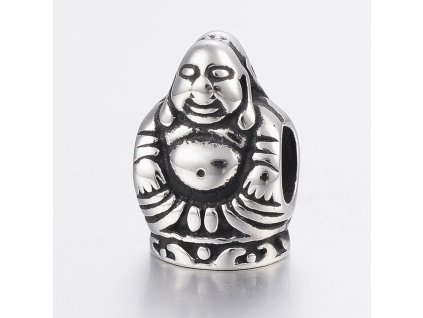 Nerezový korálek s širokým průtahem Buddha