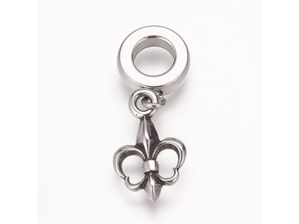 Nerezový korálek s širokým průtahem Fleur De Lis