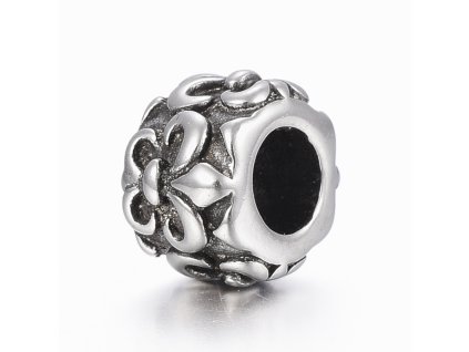Nerezový korálek s širokým průtahem Fleur De Lis