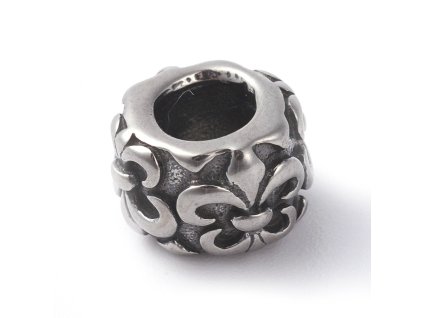 Nerezový korálek s širokým průtahem Fleur De Lis