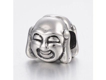 Nerezový korálek s širokým průtahem Buddha