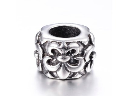 Nerezový korálek s širokým průtahem Fleur De Lis
