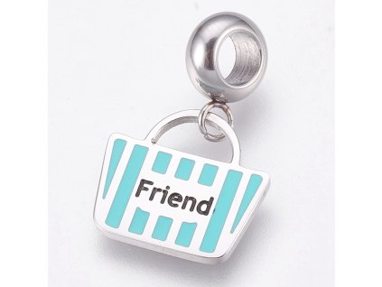 Nerezový korálek s širokým průtahem smaltovaný taška Friend
