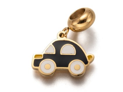 Nerezový korálek s širokým průtahem smaltovaný auto