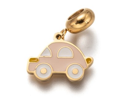 Nerezový korálek s širokým průtahem smaltovaný auto