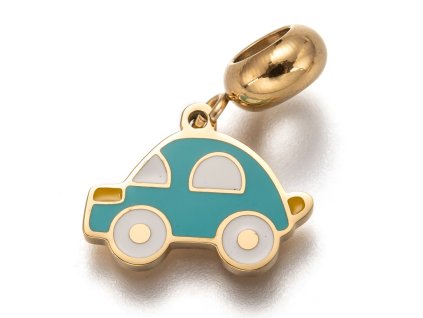 Nerezový korálek s širokým průtahem smaltovaný auto