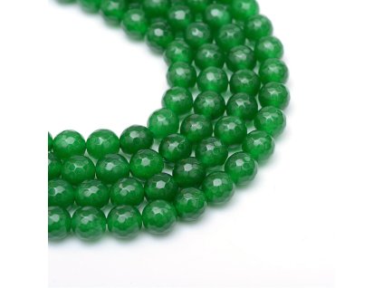 Jadeit Malaysia zelený 8mm fasetovaný šňůra (44 - 46 korálků)