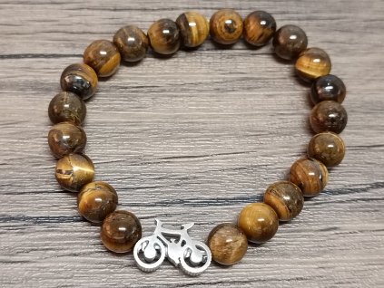 Náramek tygří oko 8mm jízdní kolo