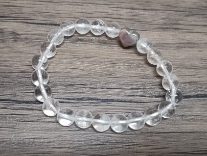Náramek křišťál EXTRA 8mm srdce