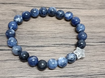 Náramek sodalit 8mm hvězda