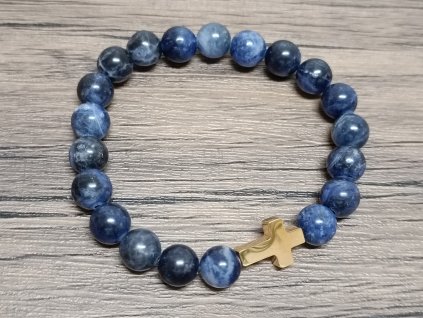Náramek sodalit 8mm křížek
