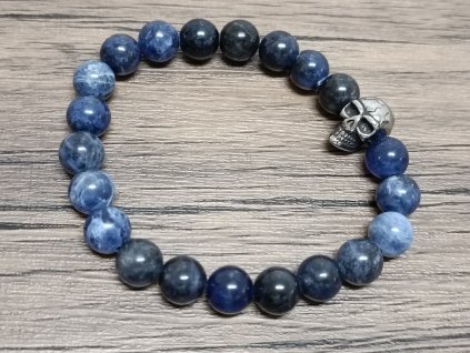 Náramek sodalit 8mm lebka