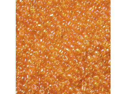 Rokajlové korálky zlaté velikost 12/0 transparentní duhové, balení cca 12 gramů