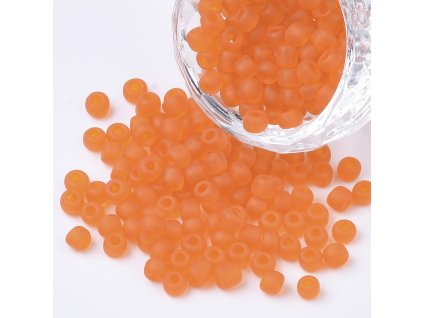 Rokajlové korálky oranžové velikost 6/0 matná barva, balení cca 12 gramů