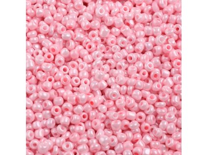 Rokajlové korálky růžové velikost 6/0 neprůhledné, balení cca 12 gramů