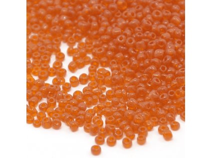 Rokajlové korálky oranžové velikost 8/0 transparentní, balení cca 12 gramů