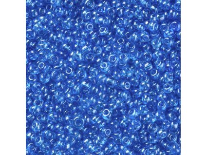 Rokajlové korálky světle modré velikost 8/0 transparentní lesklé, balení cca 12 gramů