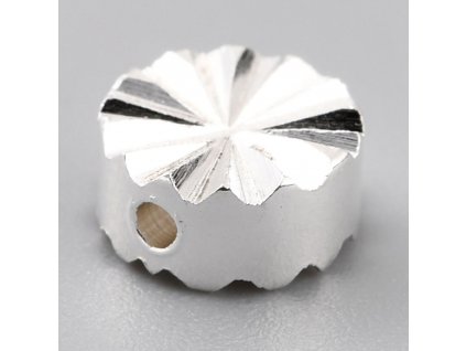 Mosazný korálek kruh 6x3mm pokoveno stříbrem 925/1000