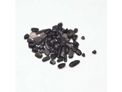 Obsidián zlomky 3~9x1~4mm balení 10 gramů