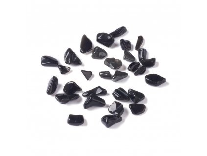 Obsidián zlomky 5~10.5x5~7x2~4mm balení 10 gramů