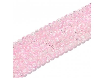Skleněné korálky pukané kulička 4mm růžové 10 kusů v balení