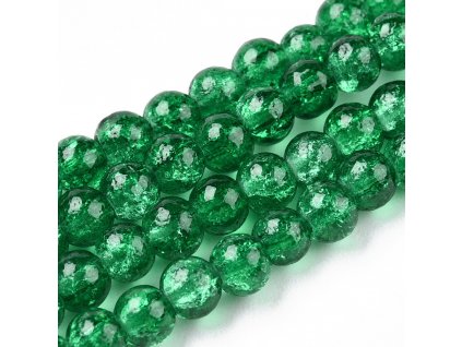 Skleněné korálky pukané kulička 4mm zelené 10 kusů v balení
