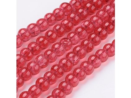 Skleněné korálky pukané kulička 4mm červené 10 kusů v balení
