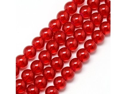 Skleněné korálky kulička 6mm červené 10 kusů v balení