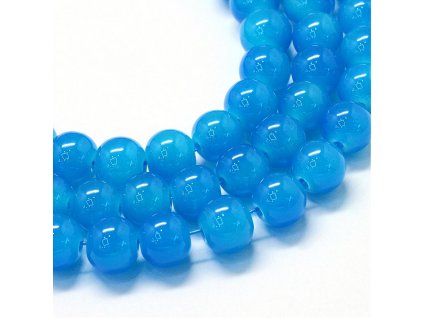 Skleněné korálky kulička 8mm modré 5 kusů v balení