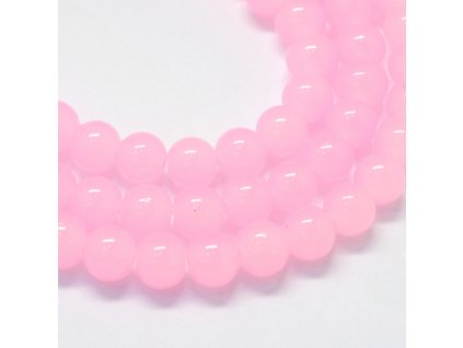 Skleněné korálky kulička 4mm růžové 10 kusů v balení