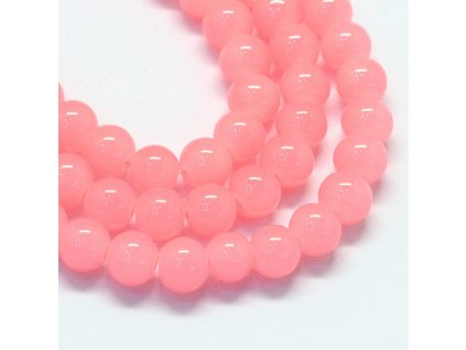 Skleněné korálky kulička 6mm růžové 10 kusů v balení