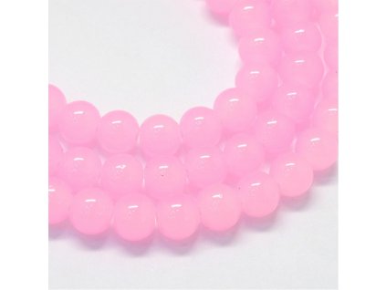 Skleněné korálky kulička 6mm růžové 10 kusů v balení