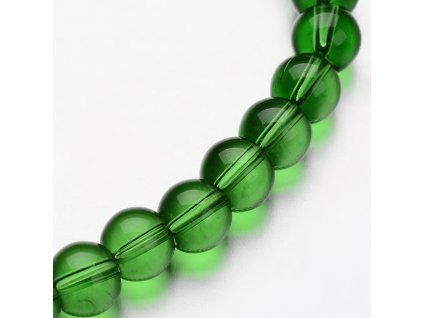 Skleněné korálky kulička 8mm zelené 5 kusů v balení