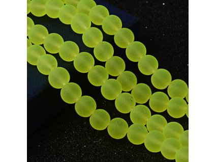 Skleněné korálky kulička 10mm zelenožluté 5 kusů v balení