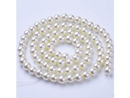 Skleněné korálky perly 10mm krémové 5 kusů v balení