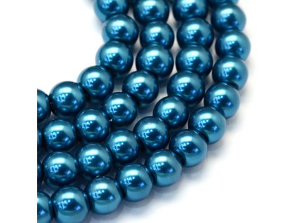 Skleněné korálky perly 6mm modré 10 kusů v balení