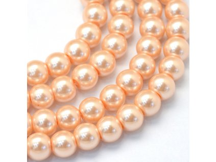 Skleněné korálky perly 6mm světle lososvé 10 kusů v balení
