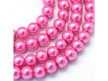 Skleněné korálky perly 10mm růžové 5 kusů v balení