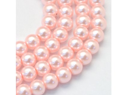 Skleněné korálky perly 10mm růžové 5 kusů v balení
