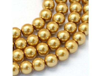Skleněné korálky perly 4mm zlatavé 10 kusů v balení