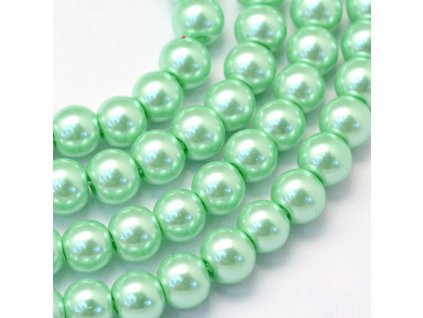 Skleněné korálky perly 6mm světle zelené 10 kusů v balení