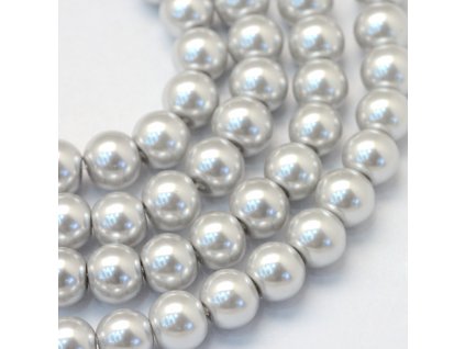 Skleněné korálky perly 6mm šedé 10 kusů v balení