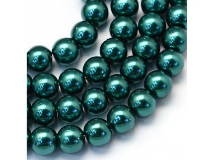 Skleněné korálky perly 6mm modrozelené 10 kusů v balení