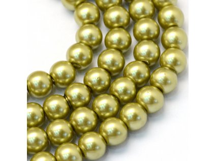 Skleněné korálky perly 4mm olivové 10 kusů v balení