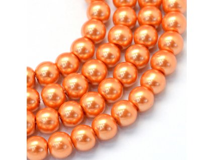 Skleněné korálky perly 4mm tmavě oranžové 10 kusů v balení