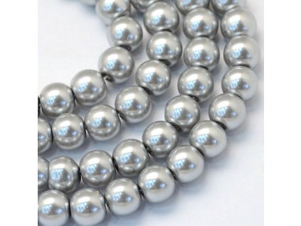 Skleněné korálky perly 4mm tmavě šedé 10 kusů v balení