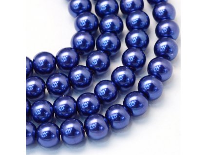 Skleněné korálky perly 4mm tmavě modré 10 kusů v balení