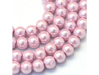Skleněné korálky perly 4mm růžové 10 kusů v balení