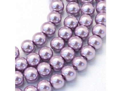 Skleněné korálky perly 8mm fialové 5 kusů v balení