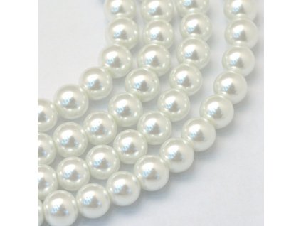 Skleněné korálky perly 8mm bílé 5 kusů v balení
